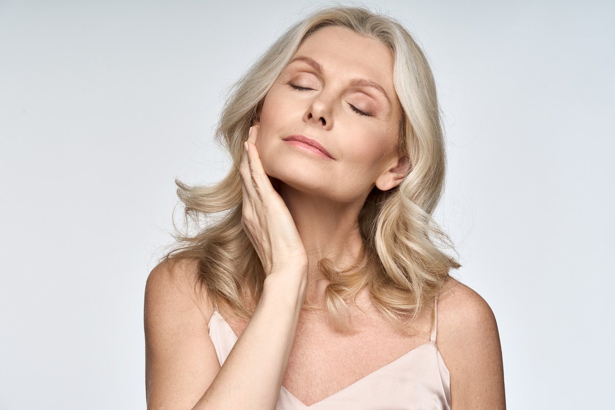 Portrait of an Elderly Woman with a  Flawless Skin